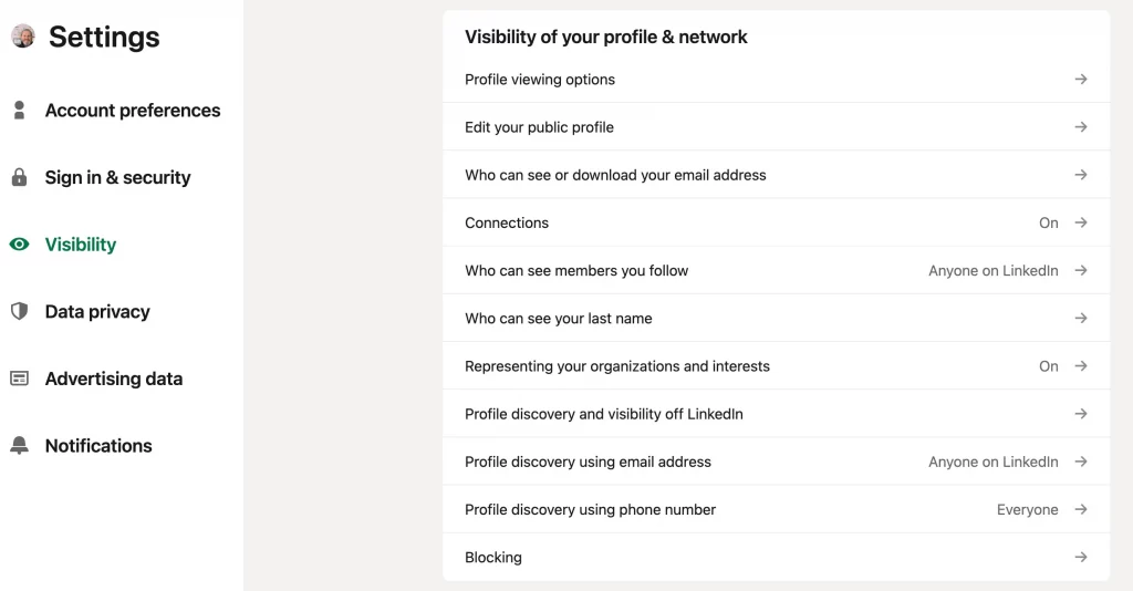 LinkedIn Optimisation Settings 