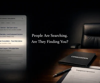 Illustration of high-intent SEO lead generation showing accountant search result converting into signed contract and new client onboarding.